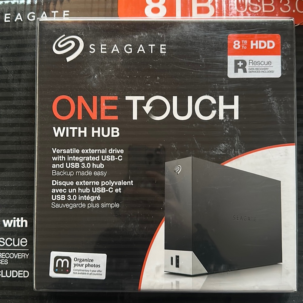 Seagate 8TB One Touch Harddrive with Hub